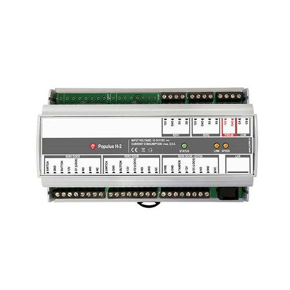 JANTAR POPULUS H-2-B DIN RAIL 2+1 ajtós vezérlő, 6 olvasó, TCP-IP, RS-485